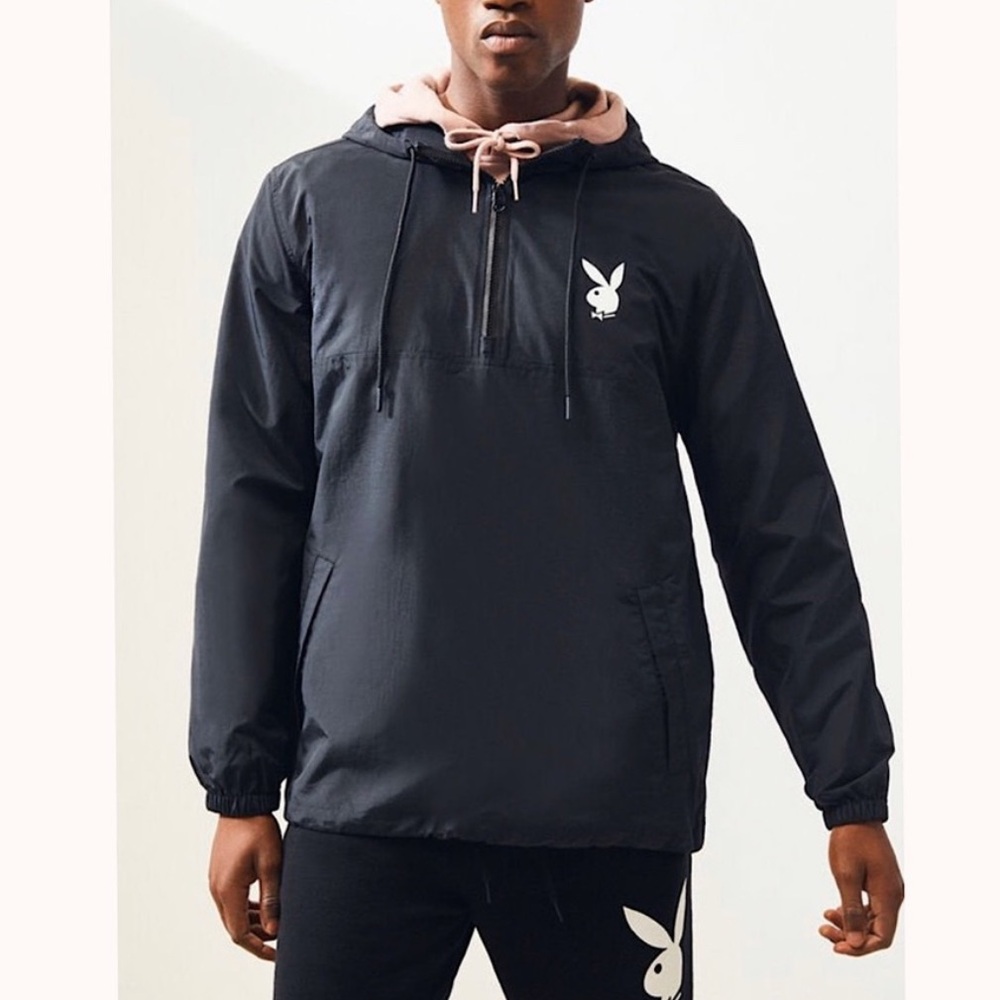 PacSun x Playboy Logo Quarter-Zip Anorak Black size S windbreaker street wear